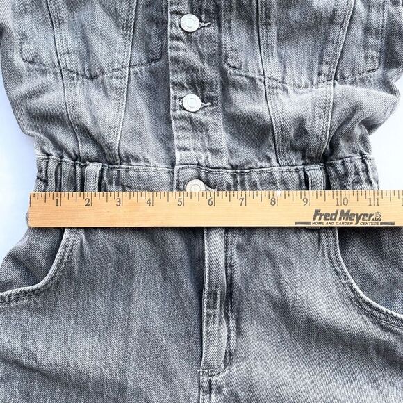 ZARA Jumpsuit Youth 11-12 Grey Denim Long Sleeve Retro‎ Button Up - Picture 8 of 12